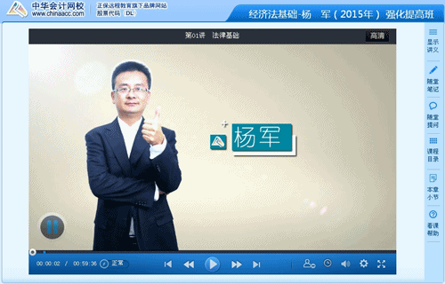 楊軍2015初級會計職稱《經濟法基礎》強化班課程