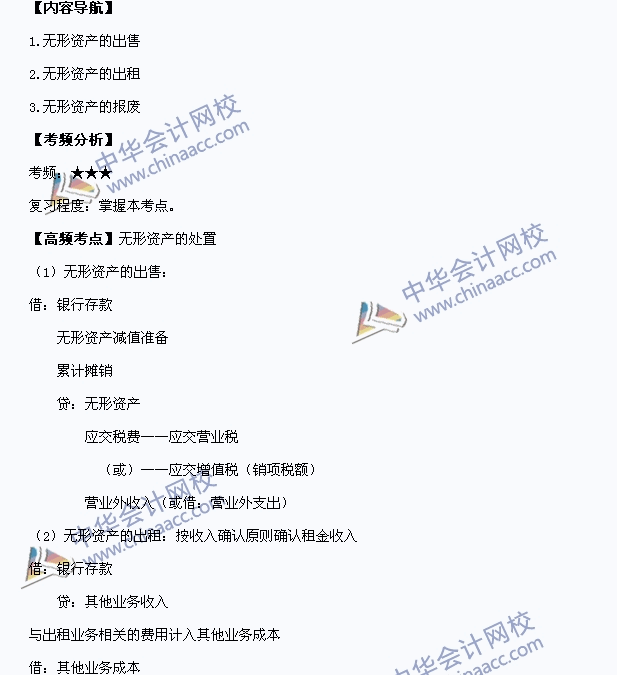 中級(jí)會(huì)計(jì)職稱考試《中級(jí)會(huì)計(jì)實(shí)務(wù)》高頻考點(diǎn)：無形資產(chǎn)的處置