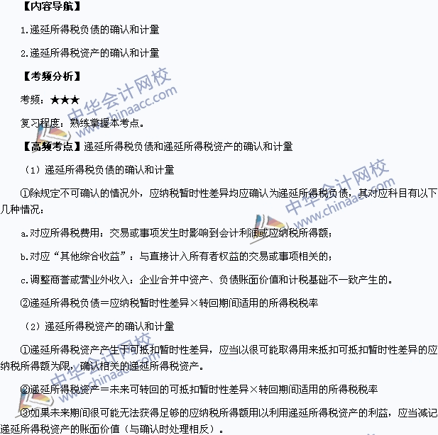 2015年中級會計職稱考試《中級會計實務(wù)》高頻考點：遞延所得稅負