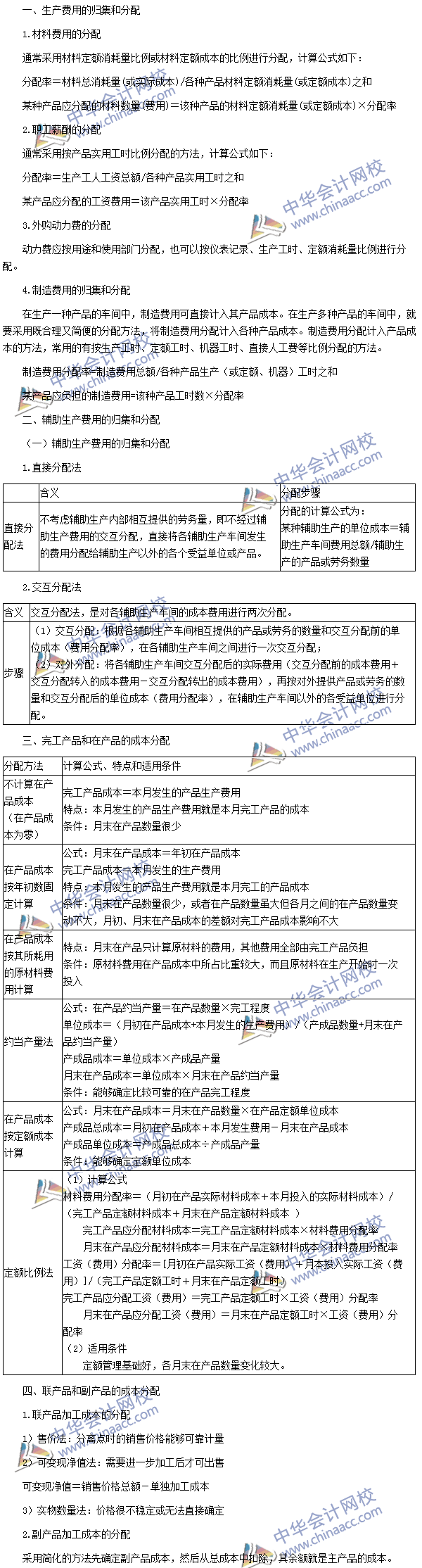 2016年注會考試《財務成本管理》高頻考點：成本的歸集和分配