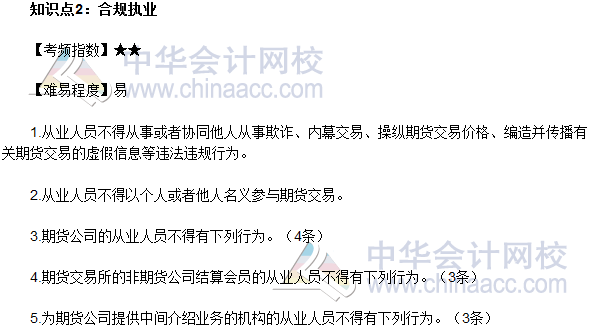 2017年期貨從業(yè)《期貨法律法規(guī)》法條十五高頻考點：合規(guī)執(zhí)業(yè)