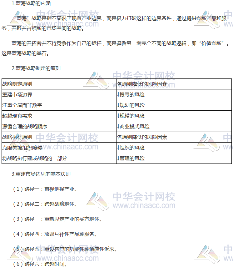 注會(huì)《公司戰(zhàn)略》高頻考點(diǎn)：藍(lán)海戰(zhàn)略