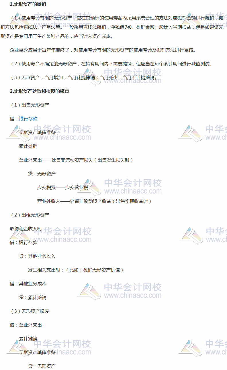 2017稅務師《財務與會計》高頻考點：無形資產的攤銷、處置和報廢