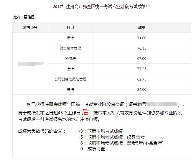 2017年注冊會計師考試全科通過學員光榮榜