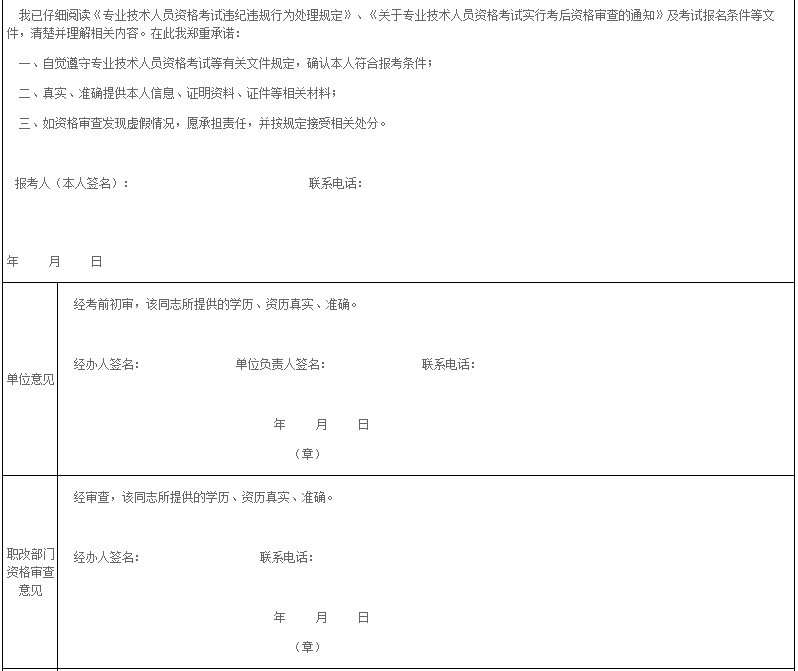 年度會計專業(yè)技術(shù)資格考試登記表