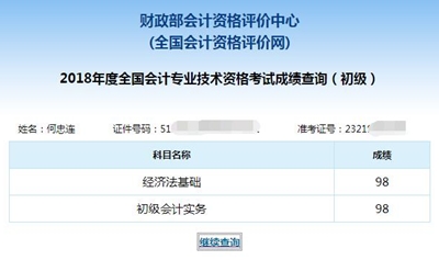 初級(jí)職稱優(yōu)秀學(xué)員何忠連成績(jī)單