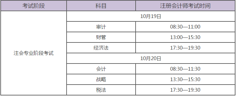 注冊(cè)會(huì)計(jì)師考試時(shí)間