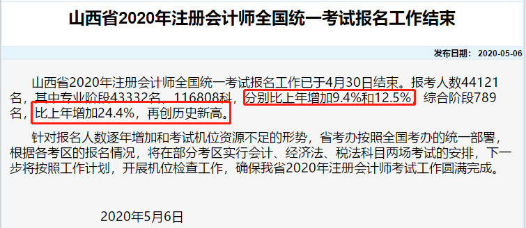 剛剛！部分地區(qū)公布了2020注會報名人數(shù)！創(chuàng)歷史新高！