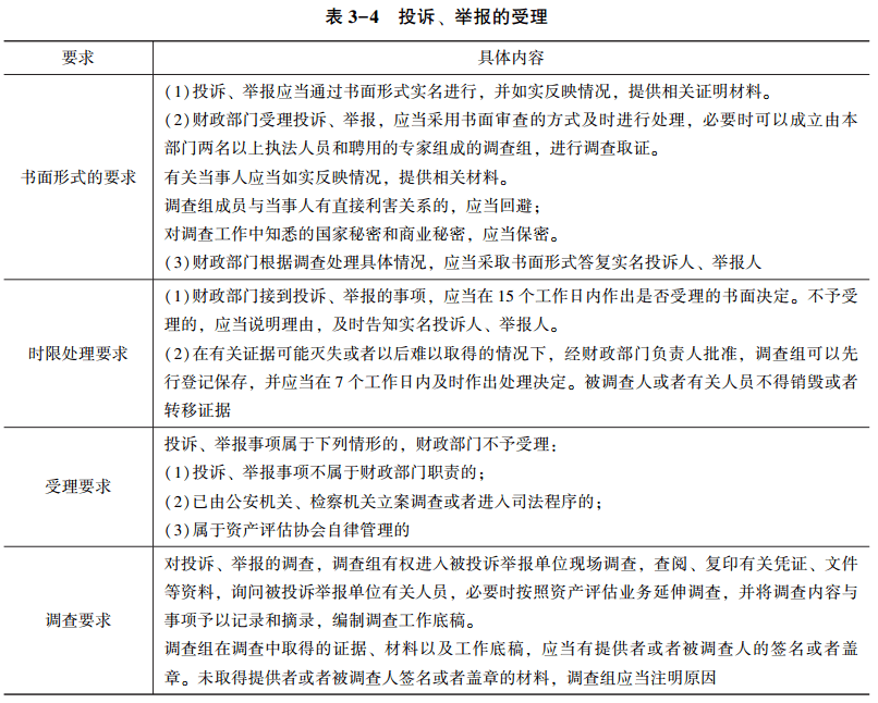 表3-4 投訴、舉報的受理