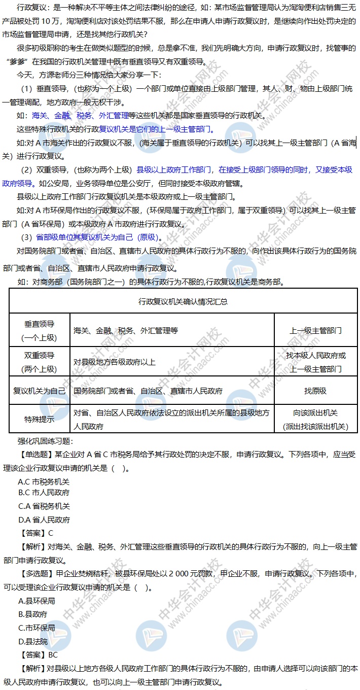 【我們一起學初級會計】行政復議時如何找到管事的“爹爹”