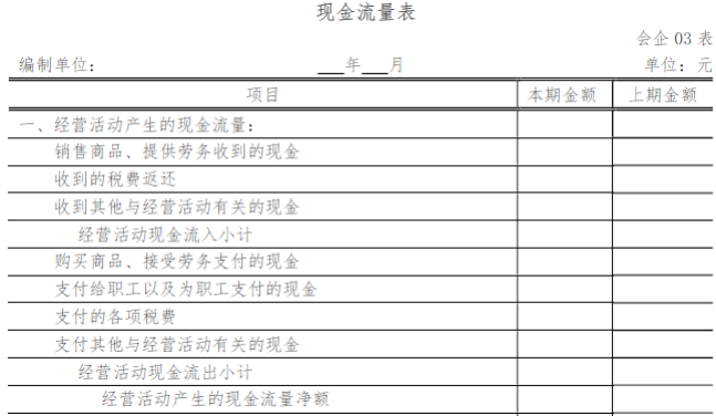 現(xiàn)金流量表的填報(bào)說明