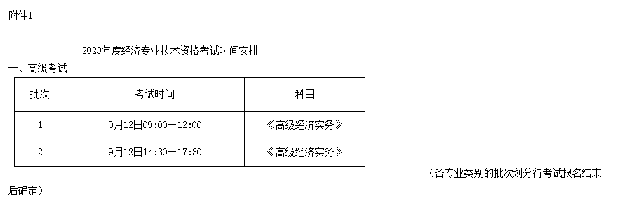 煙臺(tái)高級(jí)經(jīng)濟(jì)師2020年考試時(shí)間