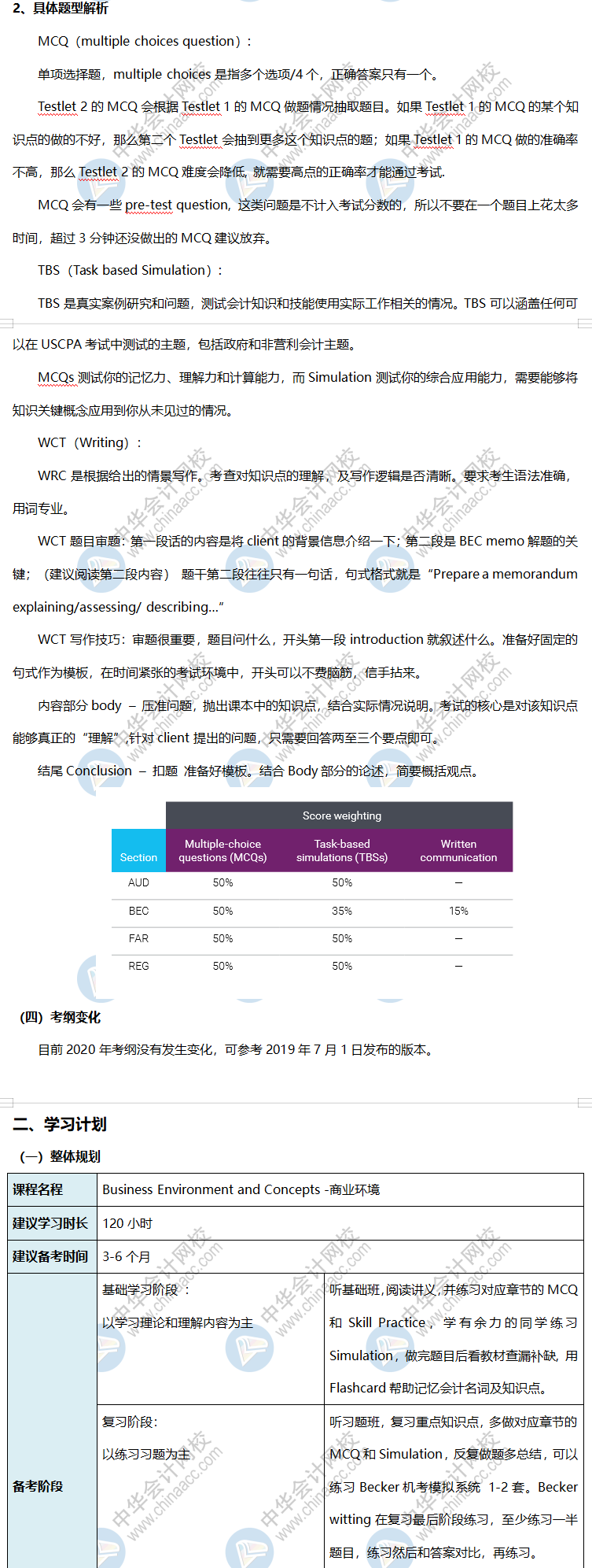 就差你沒(méi)看了！2020美國(guó)注會(huì)《商業(yè)環(huán)境BEC》學(xué)習(xí)計(jì)劃表到！