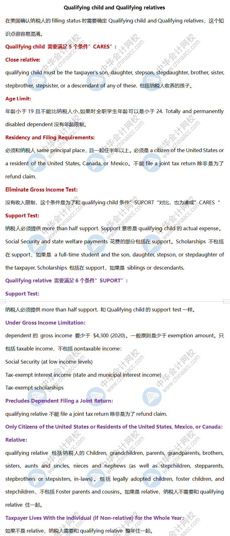 AICPA高頻考點：Qualifying child and Qualifying relatives