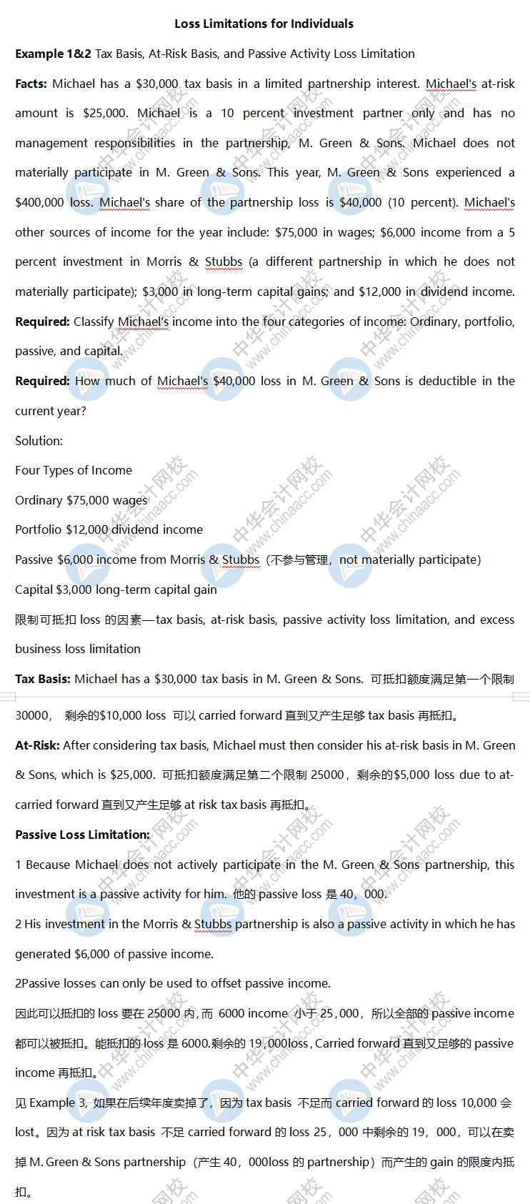 AICPA高頻考點(diǎn)：Loss Limitations for Individuals