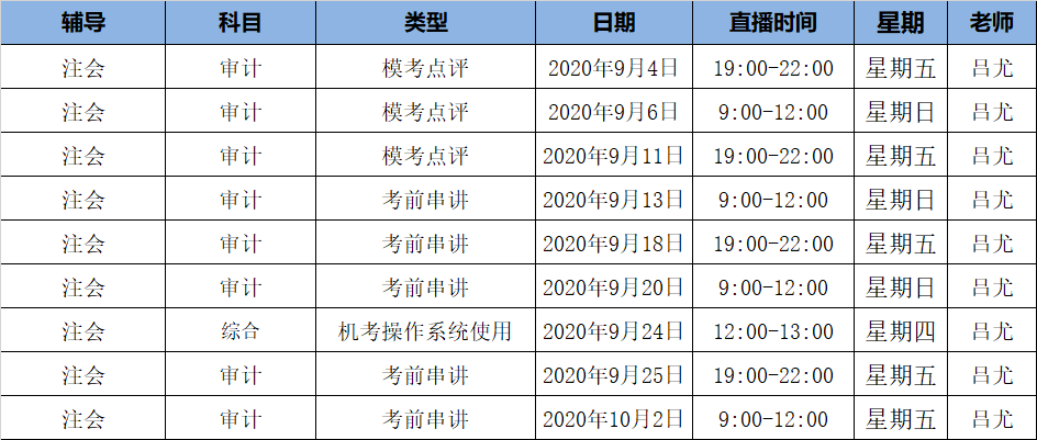 2020注會(huì)《審計(jì)》C位奪冠課表來了！