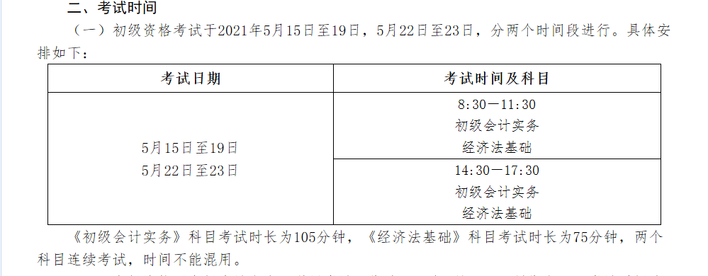 2021年初級(jí)會(huì)計(jì)考試時(shí)間安排已公布 建議收藏！