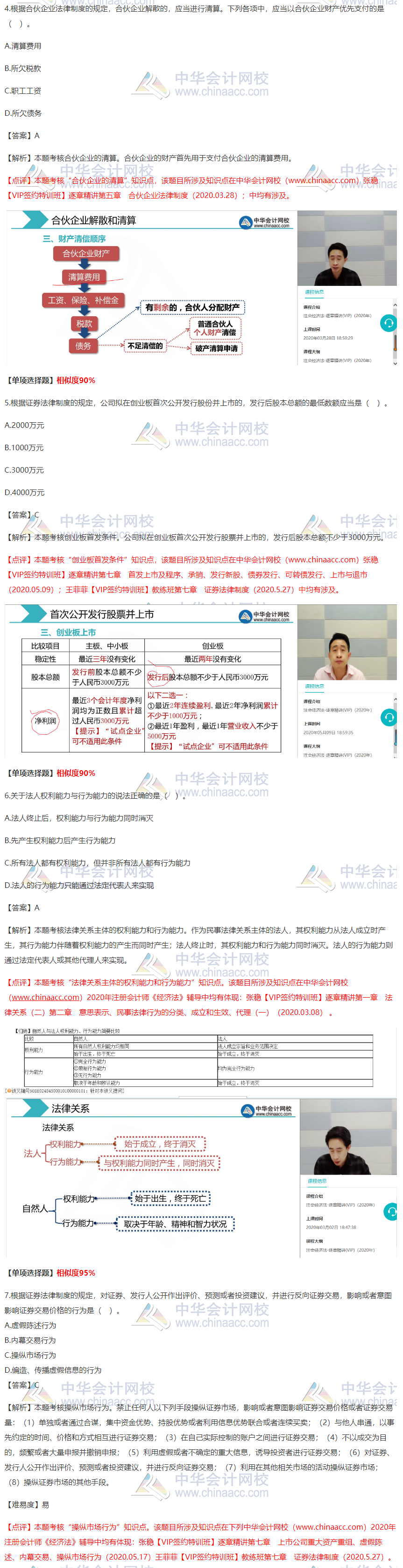 2020注會《經(jīng)濟法》VIP特訓班考情分析（第二批A卷）