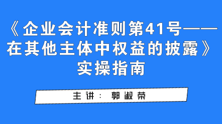 《企業(yè)會(huì)計(jì)準(zhǔn)則第41號(hào)——在其他主體中權(quán)益的披露》實(shí)操指南