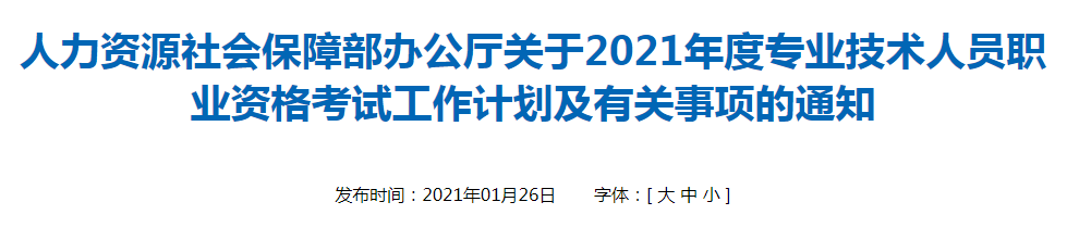 關(guān)于2021年專(zhuān)業(yè)技術(shù)人員職業(yè)資格考試工作計(jì)劃及有關(guān)事項(xiàng)的通知