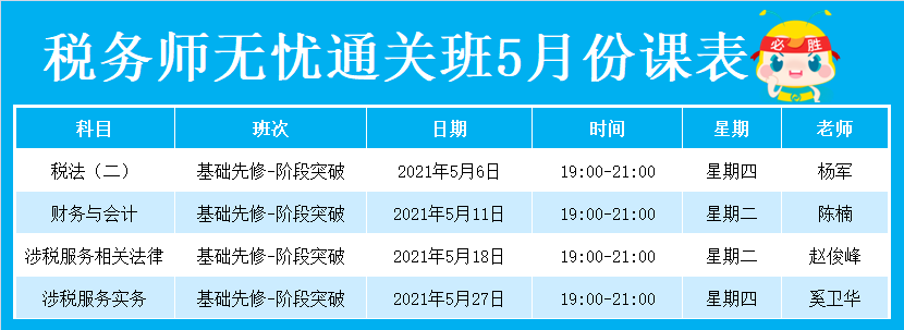 稅務(wù)師無憂直達班2021年5月份