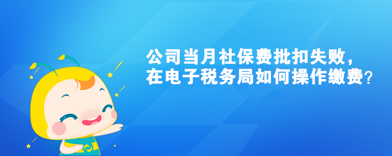 公司當(dāng)月社保費(fèi)批扣失敗，在電子稅務(wù)局如何操作繳費(fèi)？