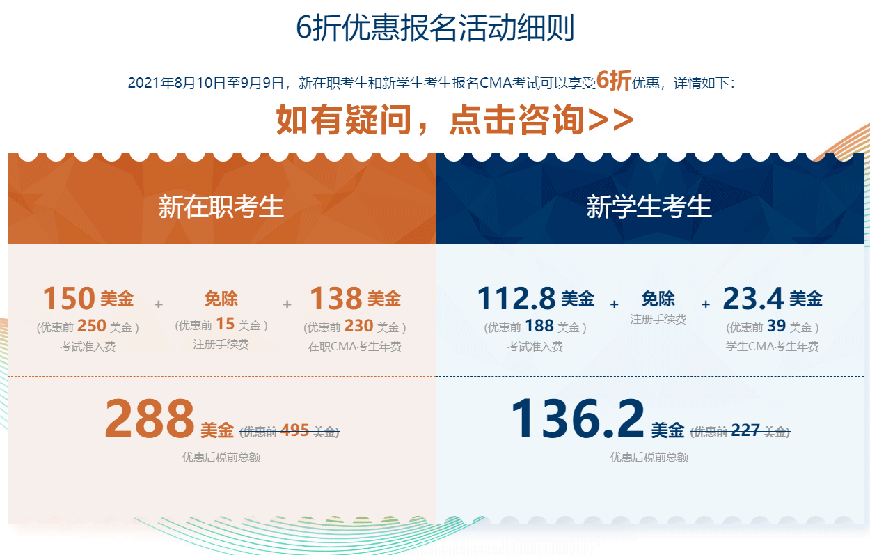 CMA報(bào)考6折優(yōu)惠