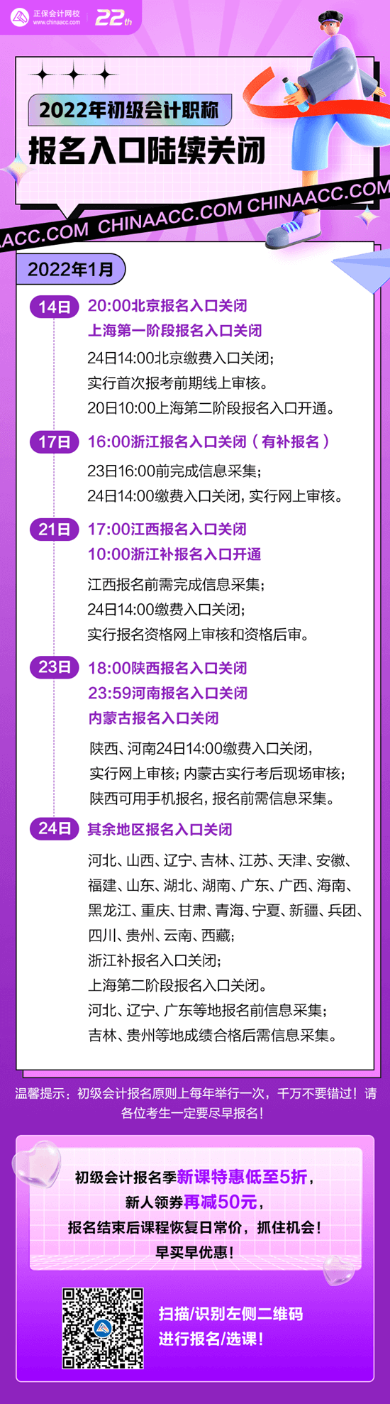 號外！2022年初級會計(jì)報(bào)名入口陸續(xù)關(guān)閉！抓緊去報(bào)名>>