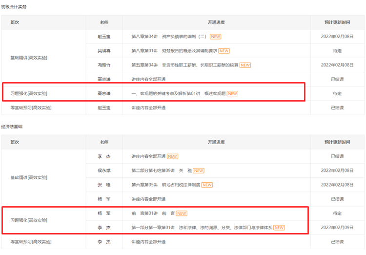 所有考生請注意！初級會計習(xí)題強化階段課程已更新！