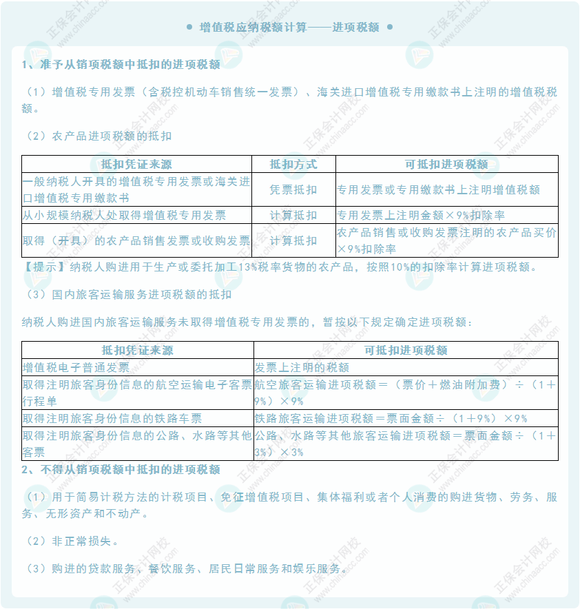 《經(jīng)濟法基礎(chǔ)》30天重要知識點打卡!第11天：增值稅應(yīng)納稅額計算—進(jìn)項稅額