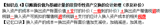 【速記口訣4】《中級會計實務(wù)》以賬面價值為基礎(chǔ)計量的非貨幣性資產(chǎn)交換的會計處理（涉及補價）