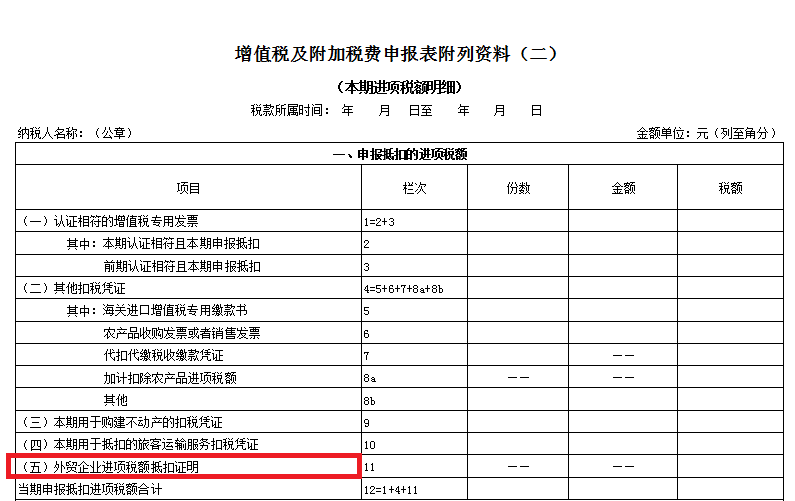 增值稅申報(bào)抵扣