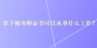 拿下稅務(wù)師證書可以從事什么工作？