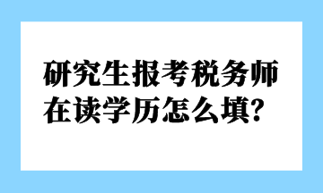 研究生報考稅務(wù)師 在讀學(xué)歷怎么填？