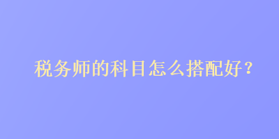 稅務(wù)師的科目怎么搭配好？