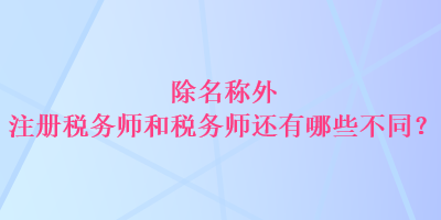 除名稱外 注冊稅務(wù)師和稅務(wù)師還有哪些不同？