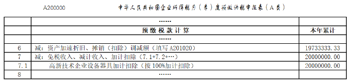 預(yù)繳納稅申報表