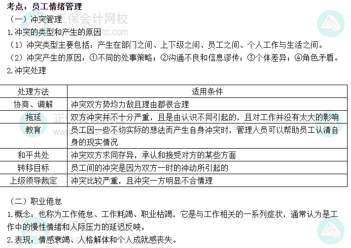 2022初級經(jīng)濟(jì)師《人力》高頻考點(diǎn)：員工情緒管理