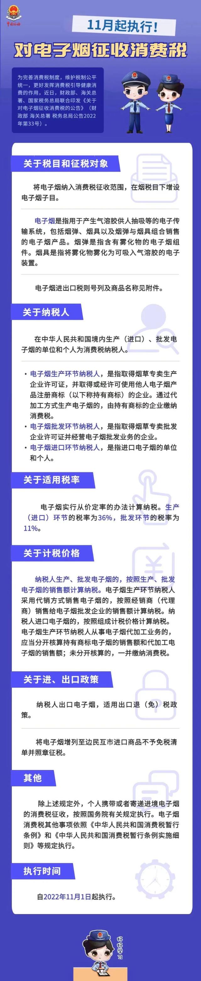 11月起執(zhí)行！對電子煙征收消費(fèi)稅