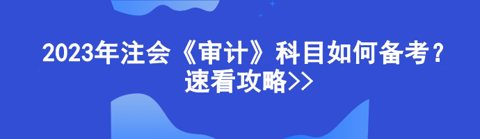 2023年注會《審計》科目如何備考？速看攻略>>