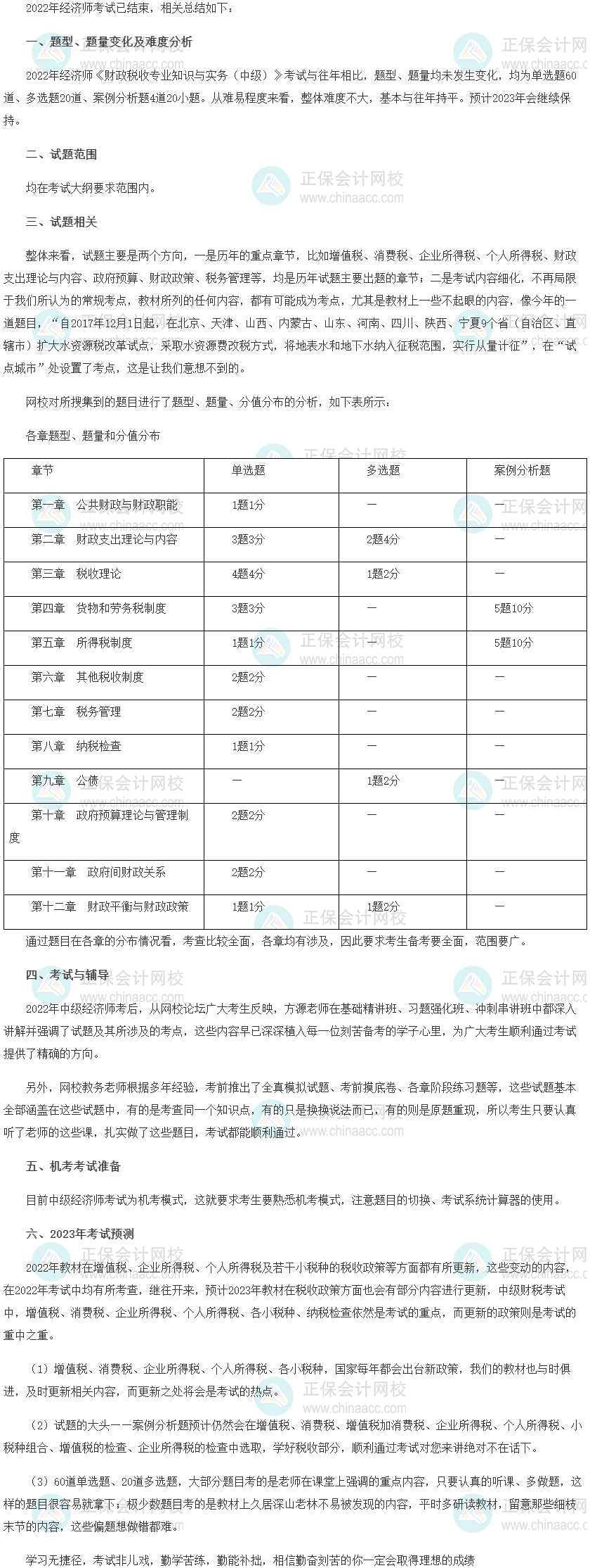 2022年中級經(jīng)濟師《財政稅收》考情分析及2023考情預(yù)測