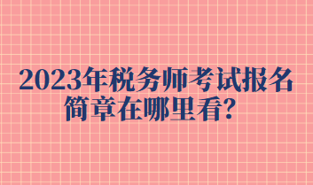 2023年稅務(wù)師考試報名簡章在哪里看？