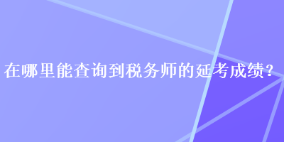 在哪里能查詢到稅務(wù)師的延考成績(jī)？