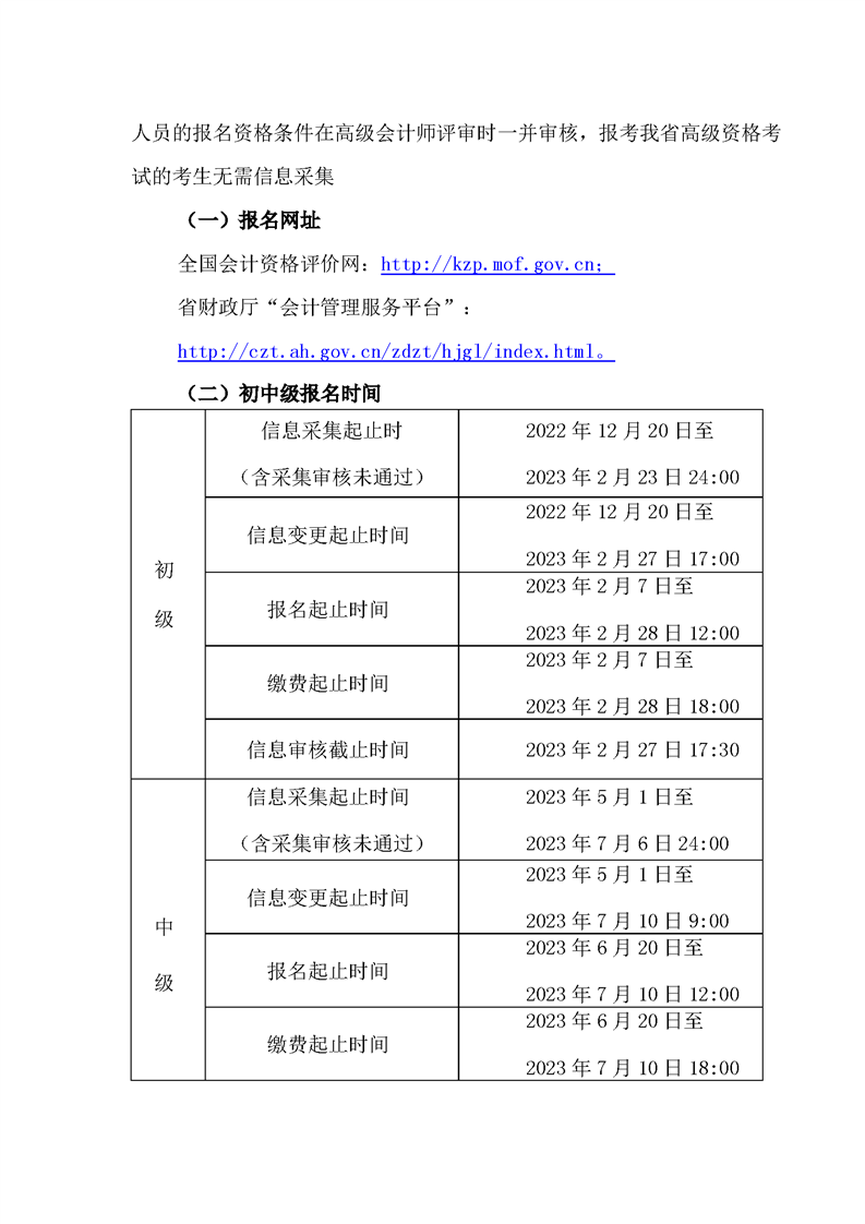 安徽蕪湖考區(qū)2023年初級會計報名簡章已公布