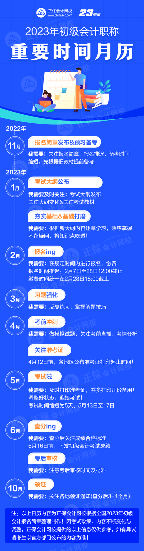 2023年初級會計(jì)職稱重要時(shí)間月歷已出爐！建議收藏~