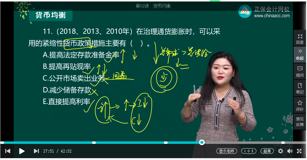 中級經濟師《金融》試題回憶：治理通貨膨脹