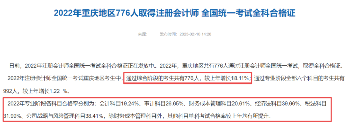 重慶注會(huì)合格率