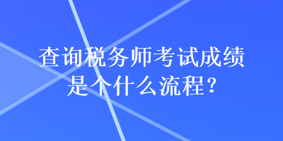 查詢稅務(wù)師考試成績是個(gè)什么流程？