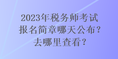 2023年稅務(wù)師考試報(bào)名簡章哪天公布？去哪里查看？