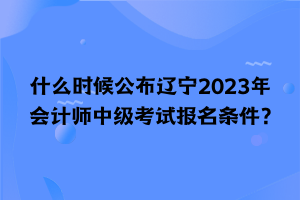 什么時候公布遼寧2023年會計師中級考試報名條件？